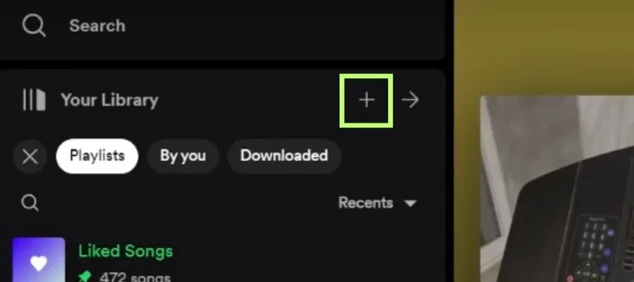 Click On + Button to Create New Folder for Spotify Playlists