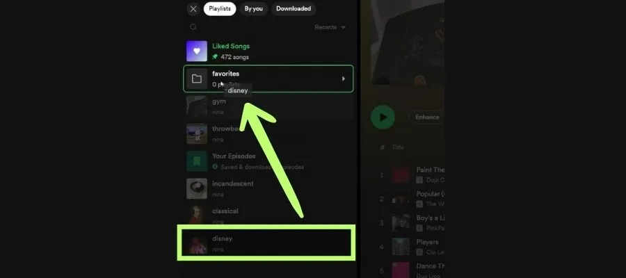 Drag and Drop your Spotify Playlist to the folder you created.
