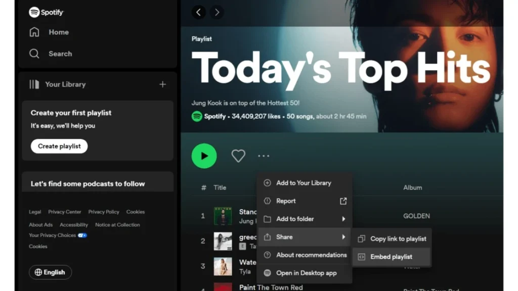 Choose a Spotify playlist to embed in Notion
